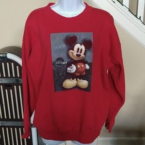 Disney Store Red Sweatshirt With Mickey and Mickey raised Letters, in Size L